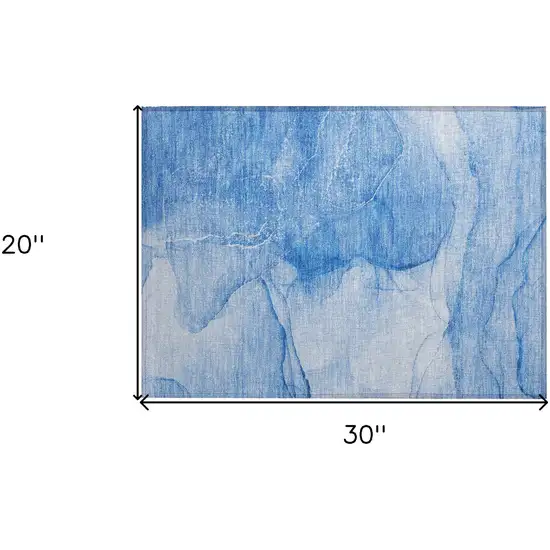Blue Abstract Washable Non Skid Indoor Outdoor Area Rug Photo 3