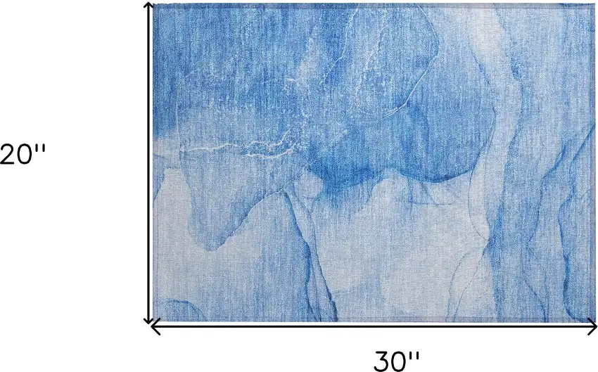 Blue Abstract Washable Non Skid Indoor Outdoor Area Rug Photo 3