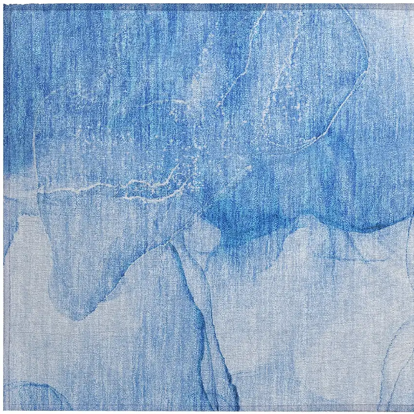 Blue Abstract Washable Non Skid Indoor Outdoor Area Rug Photo 7