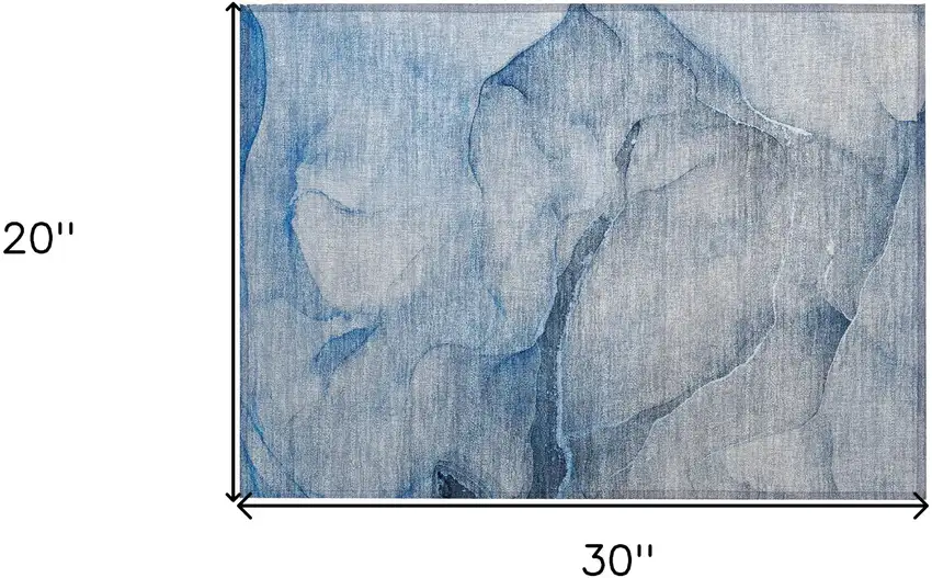 Blue Abstract Washable Non Skid Indoor Outdoor Area Rug Photo 3