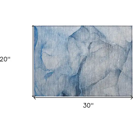 Blue Abstract Washable Non Skid Indoor Outdoor Area Rug Photo 3