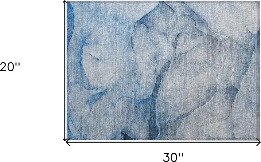 Blue Abstract Washable Non Skid Indoor Outdoor Area Rug Photo 3