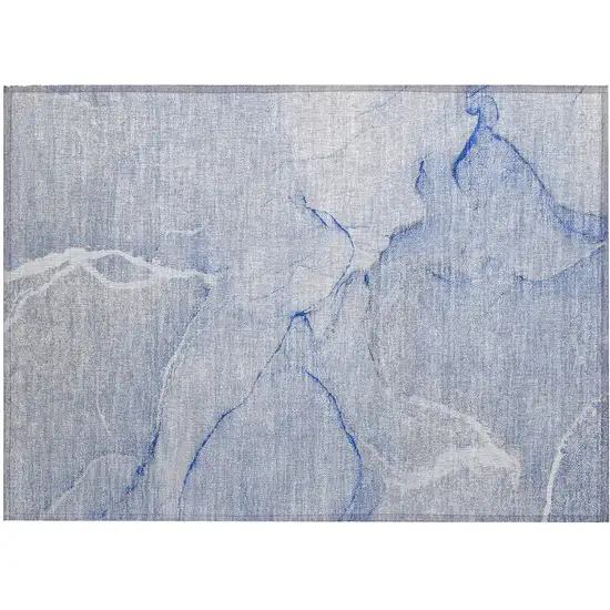 Blue Abstract Washable Non Skid Indoor Outdoor Area Rug Photo 2