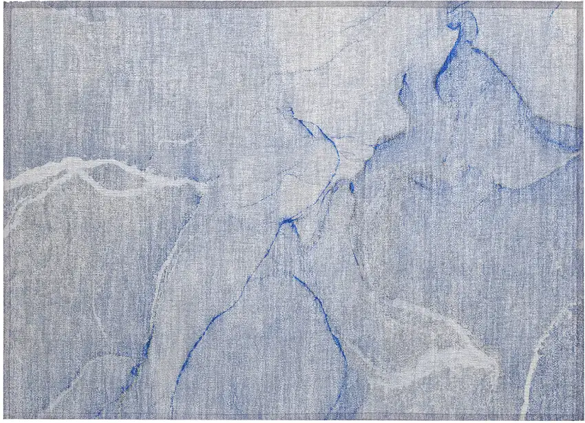 Blue Abstract Washable Non Skid Indoor Outdoor Area Rug Photo 2