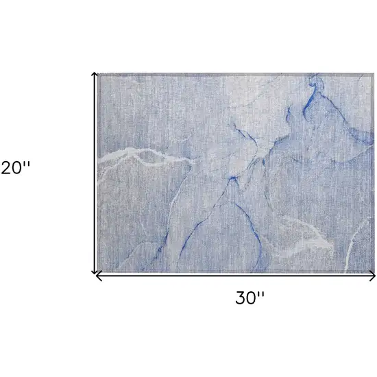 Blue Abstract Washable Non Skid Indoor Outdoor Area Rug Photo 3