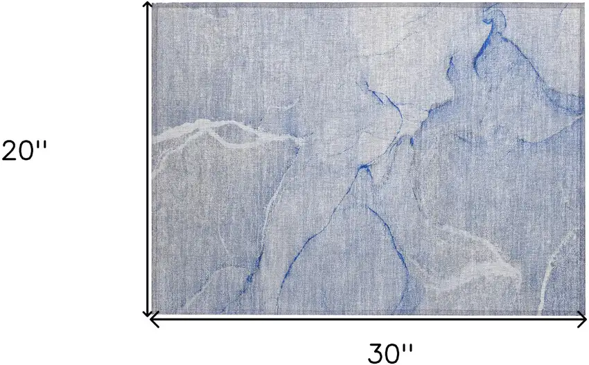 Blue Abstract Washable Non Skid Indoor Outdoor Area Rug Photo 3