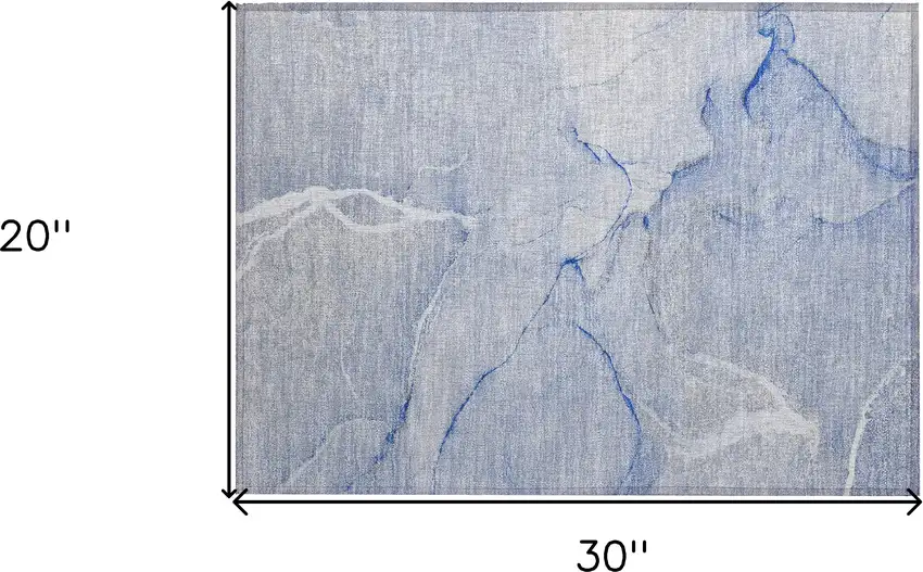 Blue Abstract Washable Non Skid Indoor Outdoor Area Rug Photo 3