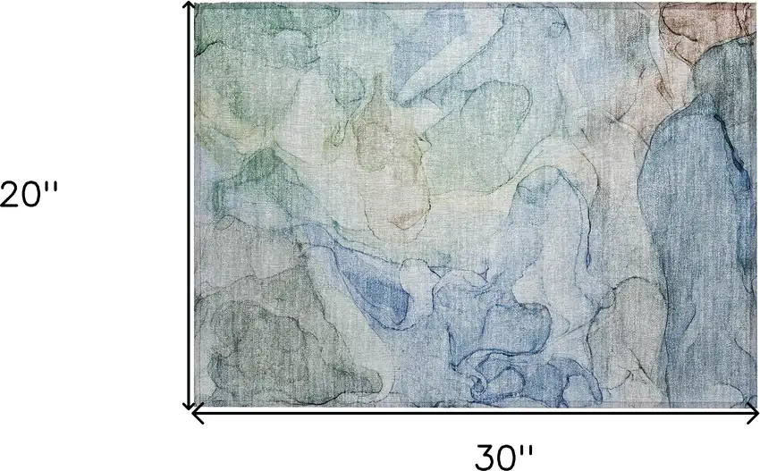 Blue Abstract Washable Non Skid Indoor Outdoor Area Rug Photo 3
