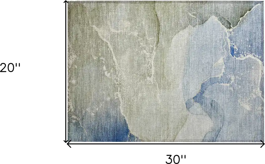 Blue and Green Abstract Washable Indoor Outdoor Area Rug Photo 3