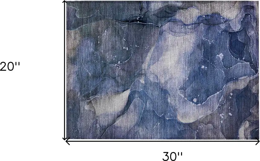 Blue Abstract Washable Non Skid Indoor Outdoor Area Rug Photo 3