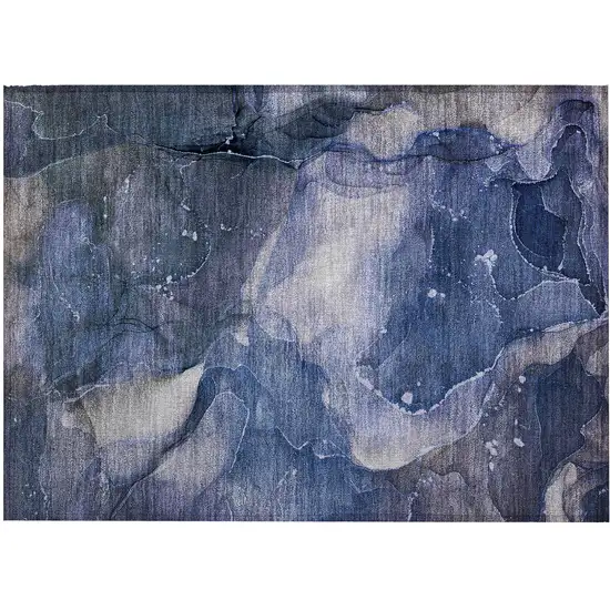 Blue Abstract Washable Non Skid Indoor Outdoor Area Rug Photo 2
