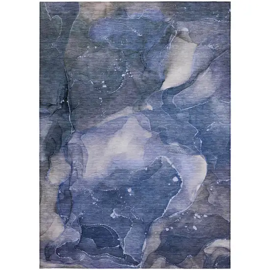 Blue Abstract Washable Non Skid Indoor Outdoor Area Rug Photo 5