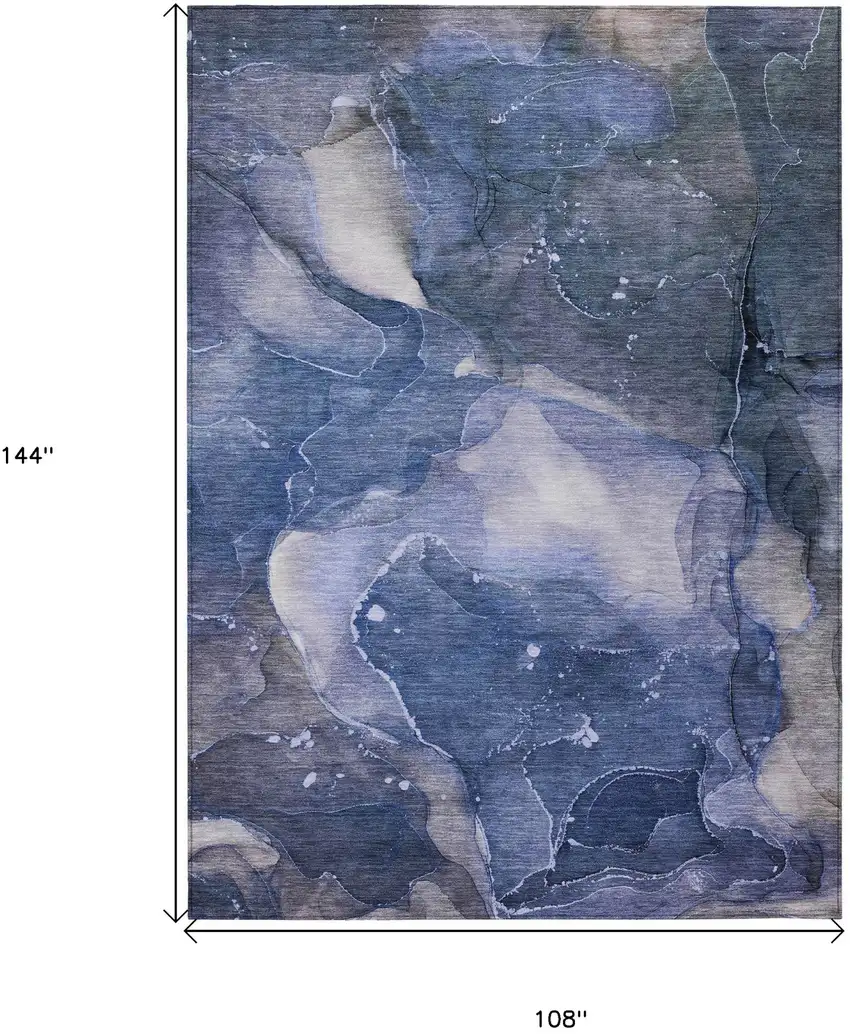 Blue Abstract Washable Non Skid Indoor Outdoor Area Rug Photo 3