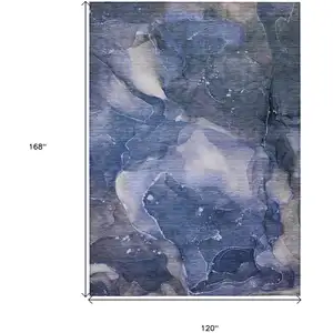Photo of Blue Abstract Washable Non Skid Indoor Outdoor Area Rug