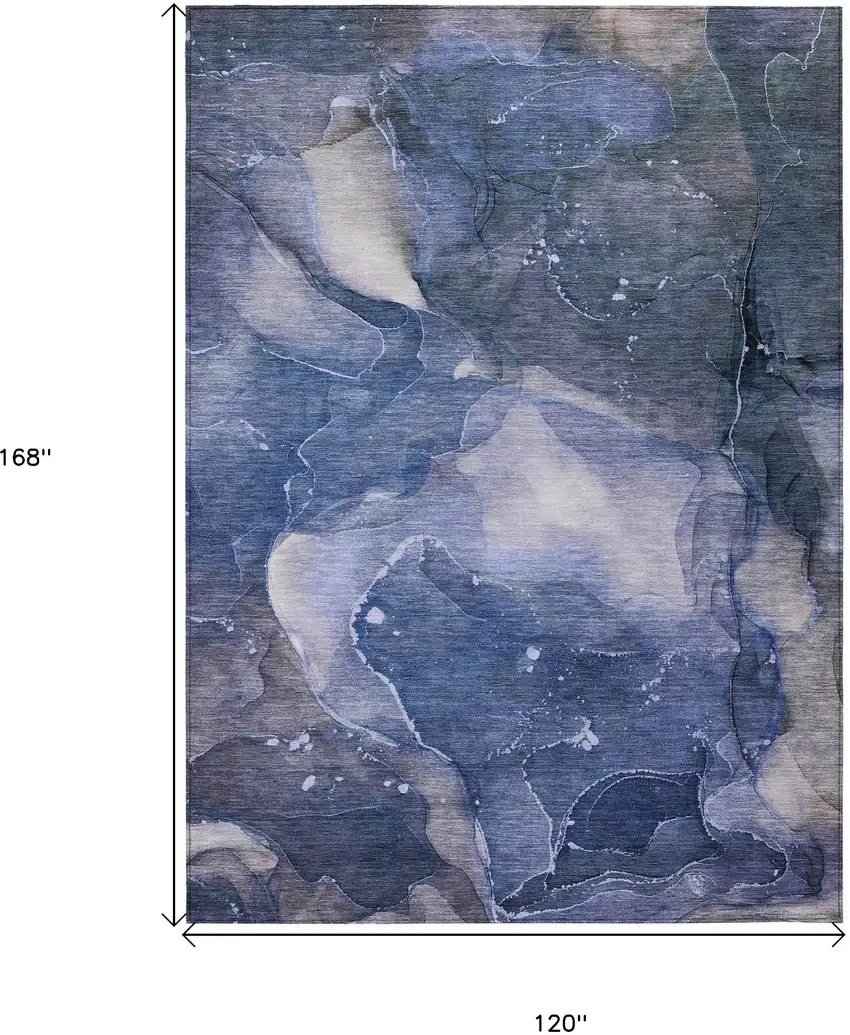 Blue Abstract Washable Non Skid Indoor Outdoor Area Rug Photo 3
