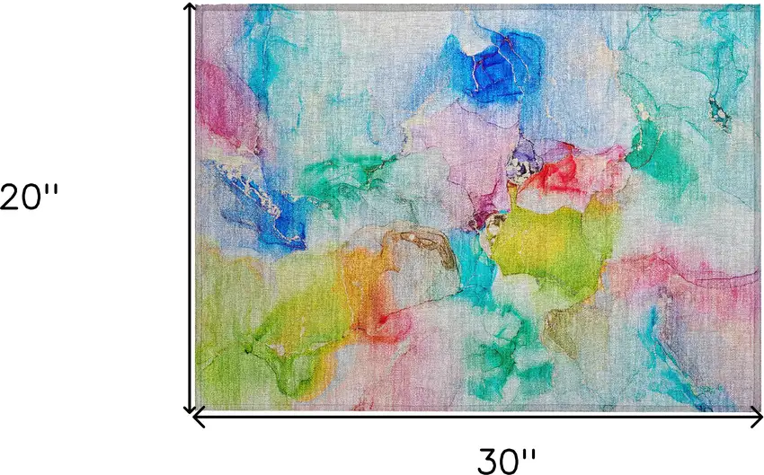 Blue Abstract Washable Non Skid Indoor Outdoor Area Rug Photo 3