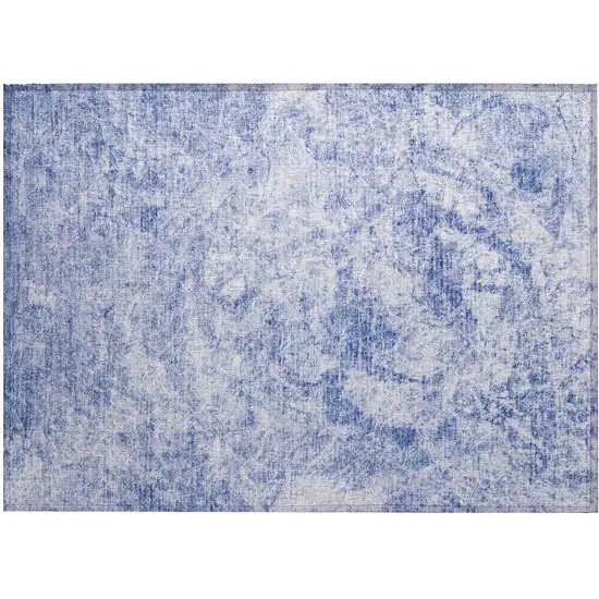 Blue Abstract Washable Non Skid Indoor Outdoor Area Rug Photo 2
