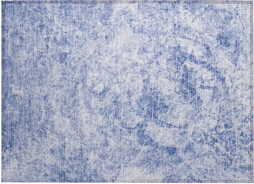 Blue Abstract Washable Non Skid Indoor Outdoor Area Rug Photo 2