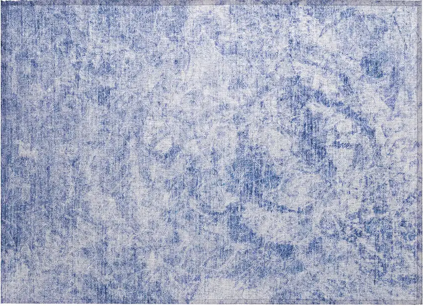 Blue Abstract Washable Non Skid Indoor Outdoor Area Rug Photo 2
