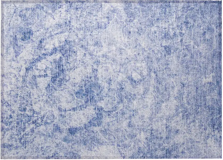 Blue Abstract Washable Non Skid Indoor Outdoor Area Rug Photo 4