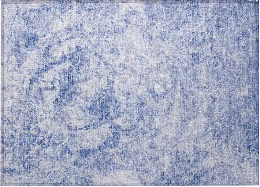 Blue Abstract Washable Non Skid Indoor Outdoor Area Rug Photo 4