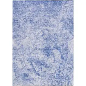 Photo of Blue Abstract Washable Non Skid Indoor Outdoor Area Rug