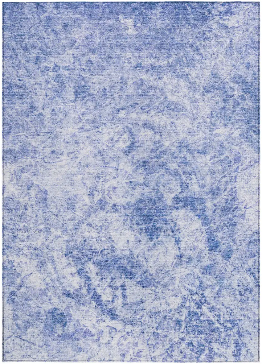 Blue Abstract Washable Non Skid Indoor Outdoor Area Rug Photo 4