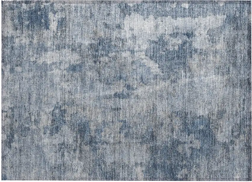Blue Abstract Washable Non Skid Indoor Outdoor Area Rug Photo 2