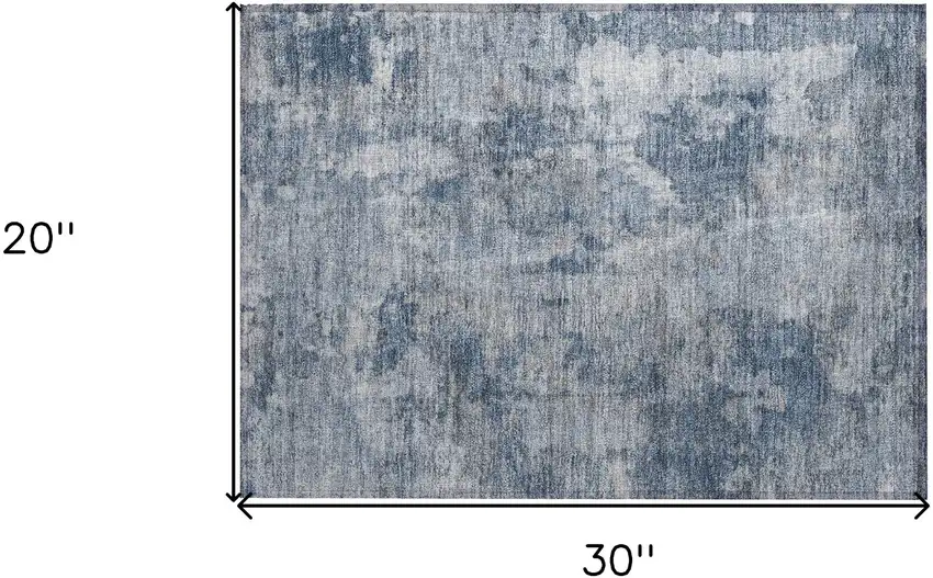Blue Abstract Washable Non Skid Indoor Outdoor Area Rug Photo 3