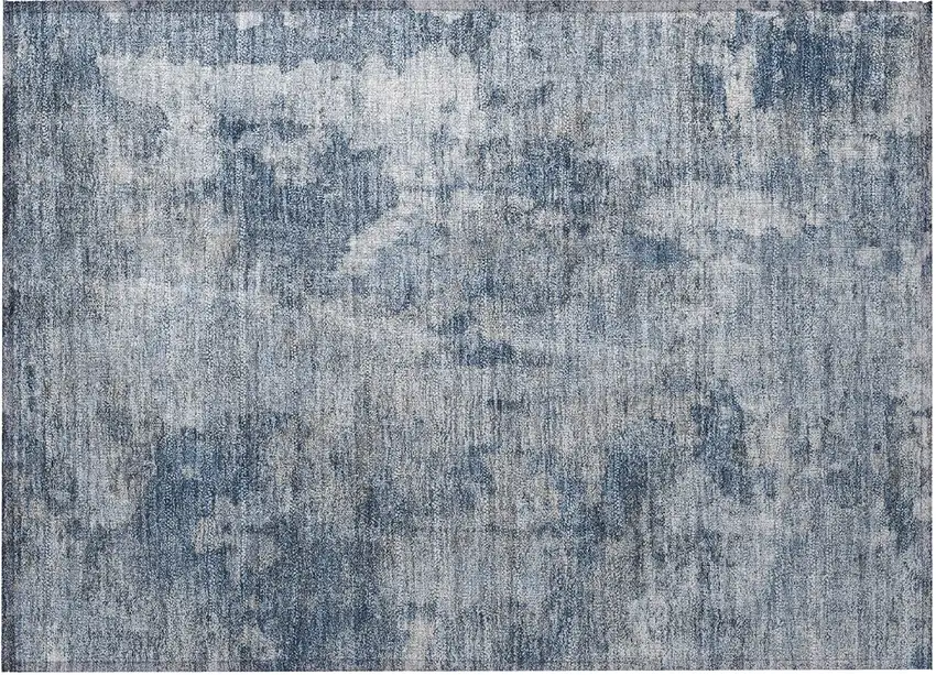 Blue Abstract Washable Non Skid Indoor Outdoor Area Rug Photo 4