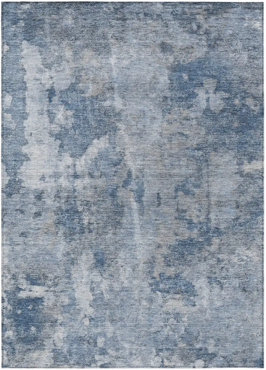 Blue Abstract Washable Non Skid Indoor Outdoor Area Rug Photo 2