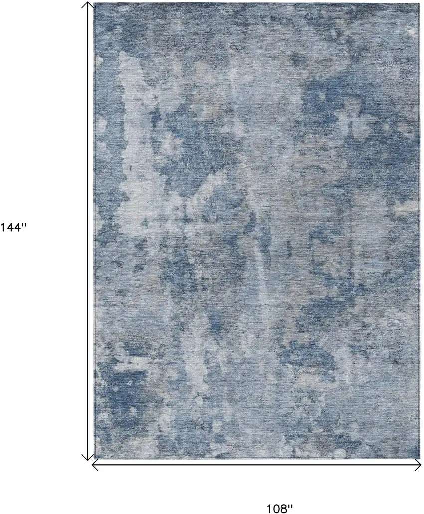Blue Abstract Washable Non Skid Indoor Outdoor Area Rug Photo 3