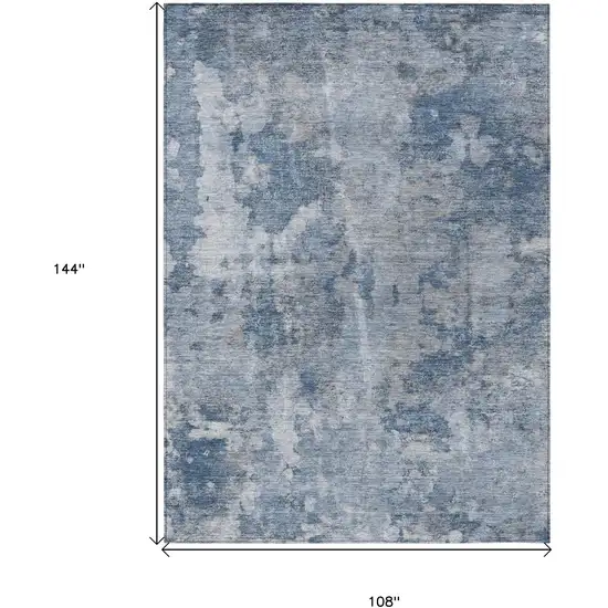 Blue Abstract Washable Non Skid Indoor Outdoor Area Rug Photo 7