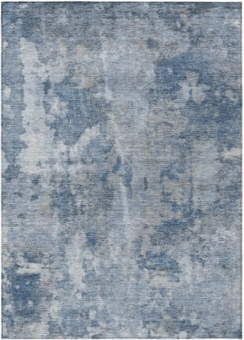 Blue Abstract Washable Non Skid Indoor Outdoor Area Rug Photo 2