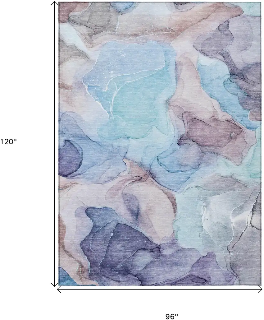 Blue Abstract Washable Non Skid Indoor Outdoor Area Rug Photo 3