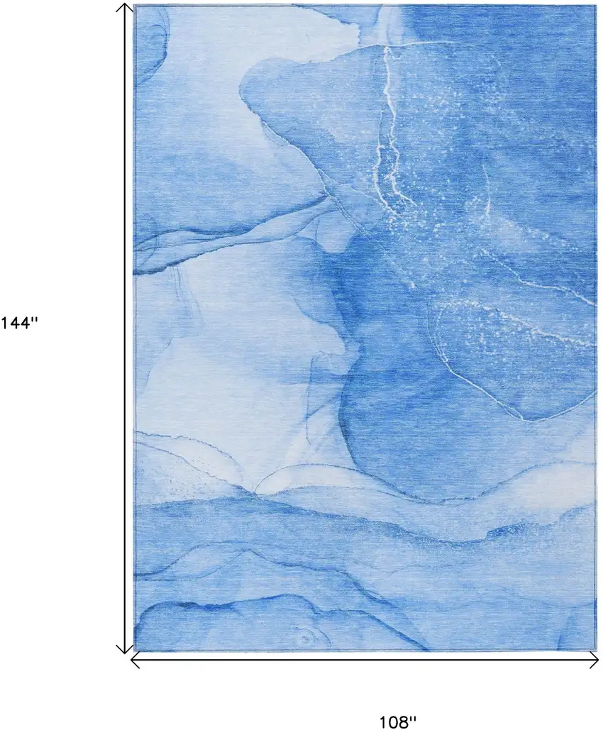 Blue Abstract Washable Non Skid Indoor Outdoor Area Rug Photo 3