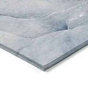 Photo of Blue Abstract Washable Non Skid Indoor Outdoor Area Rug