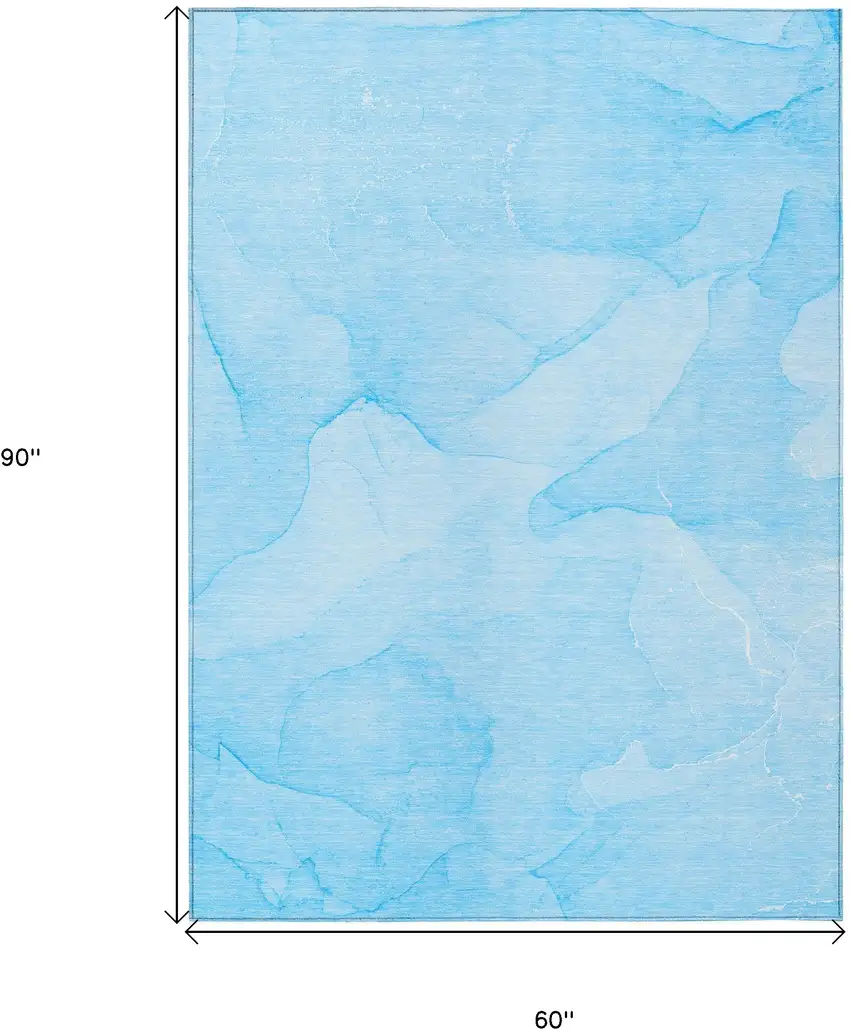 Blue Abstract Washable Non Skid Indoor Outdoor Area Rug Photo 3