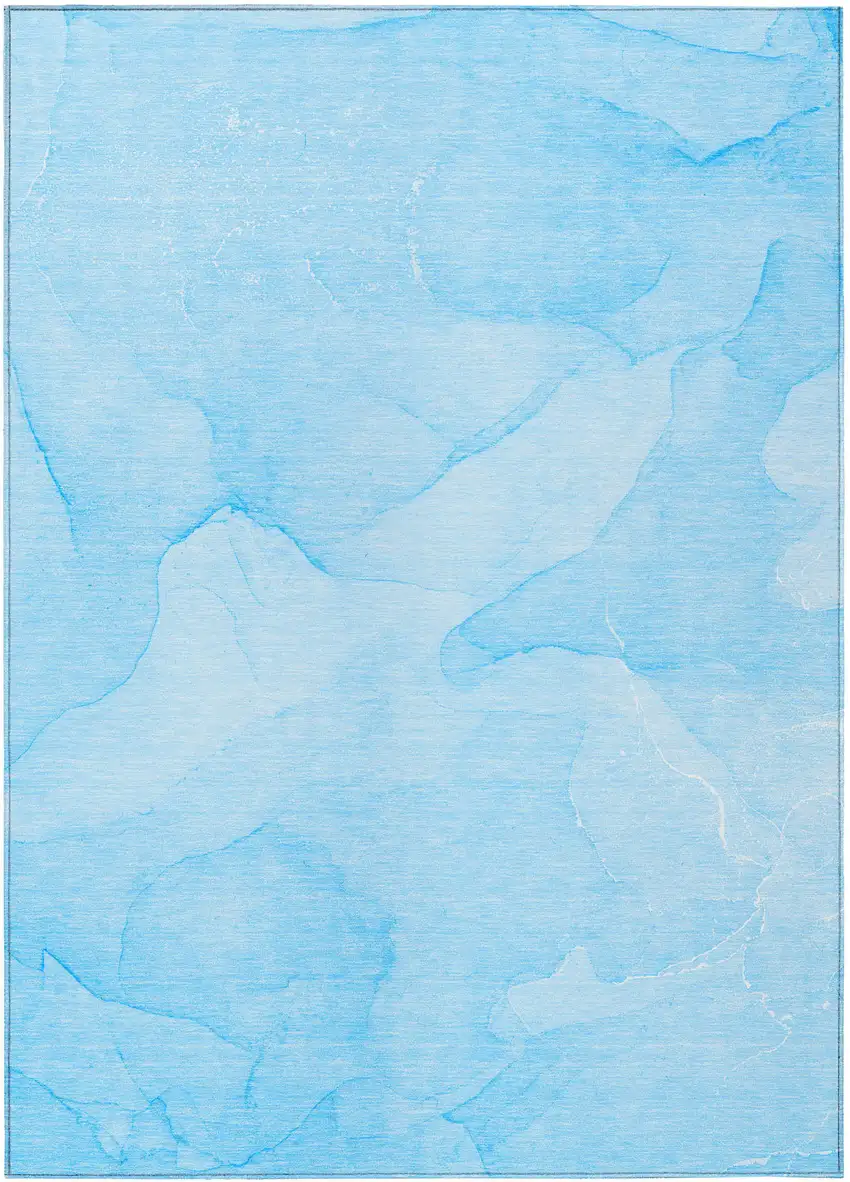 Blue Abstract Washable Non Skid Indoor Outdoor Area Rug Photo 2