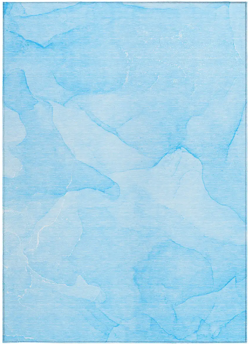 Blue Abstract Washable Non Skid Indoor Outdoor Area Rug Photo 5