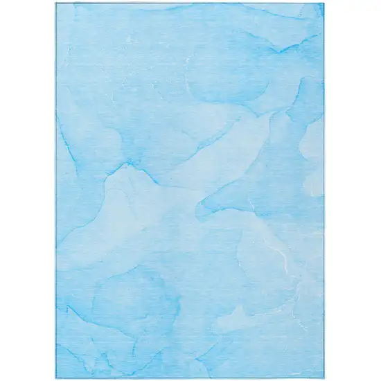 Blue Abstract Washable Non Skid Indoor Outdoor Area Rug Photo 2