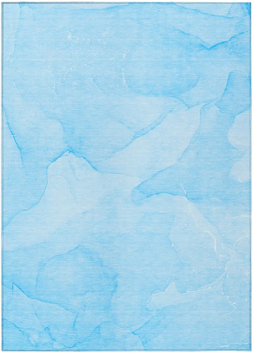 Blue Abstract Washable Non Skid Indoor Outdoor Area Rug Photo 2