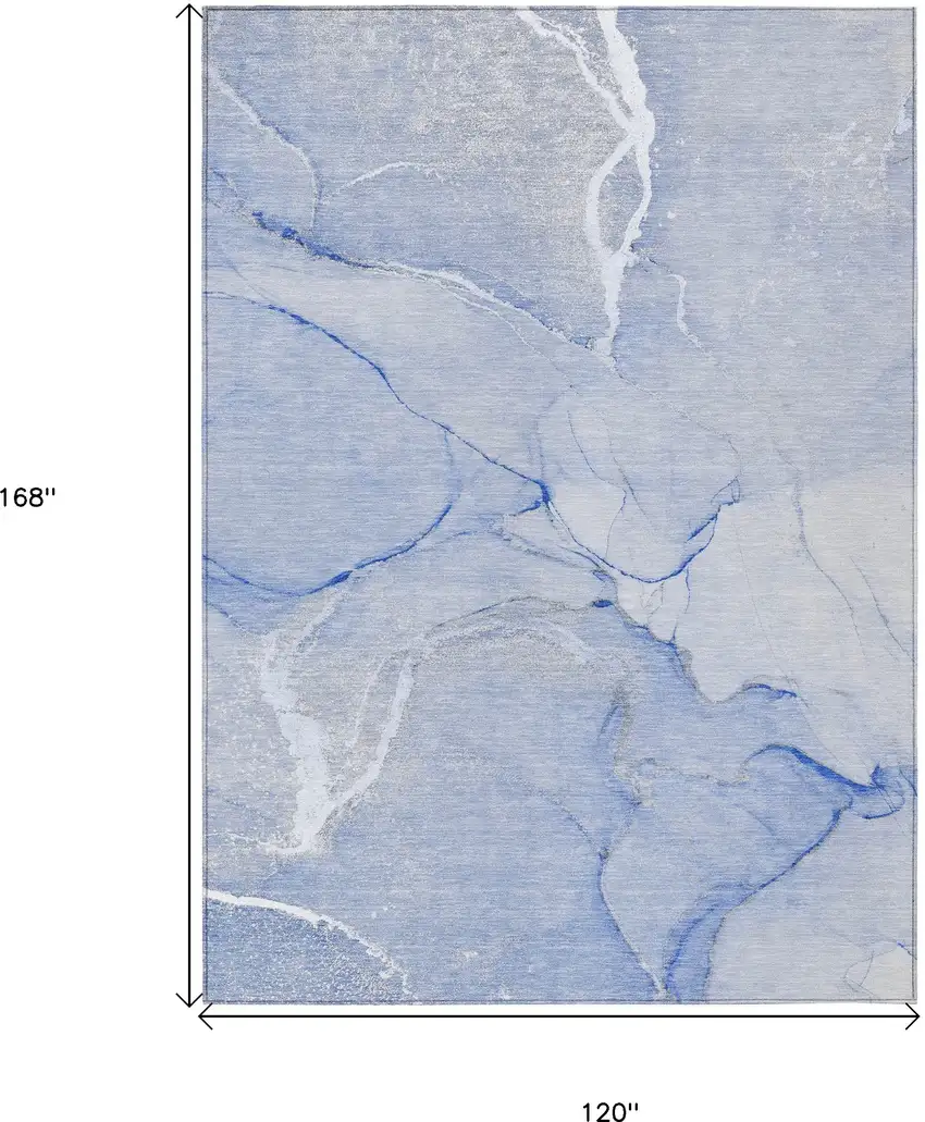Blue Abstract Washable Non Skid Indoor Outdoor Area Rug Photo 3
