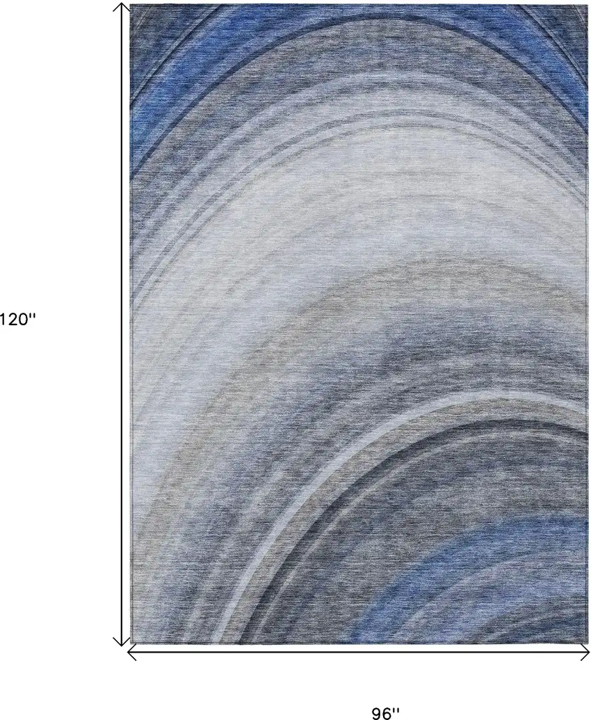 Blue Abstract Washable Non Skid Indoor Outdoor Area Rug Photo 3