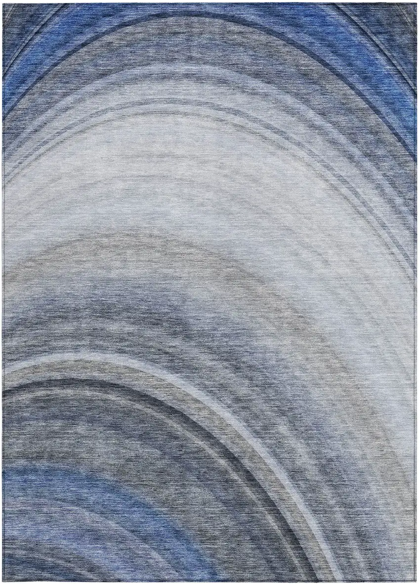 Blue Abstract Washable Non Skid Indoor Outdoor Area Rug Photo 5