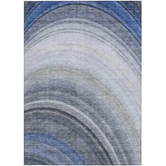 Blue Abstract Washable Non Skid Indoor Outdoor Area Rug Photo 3