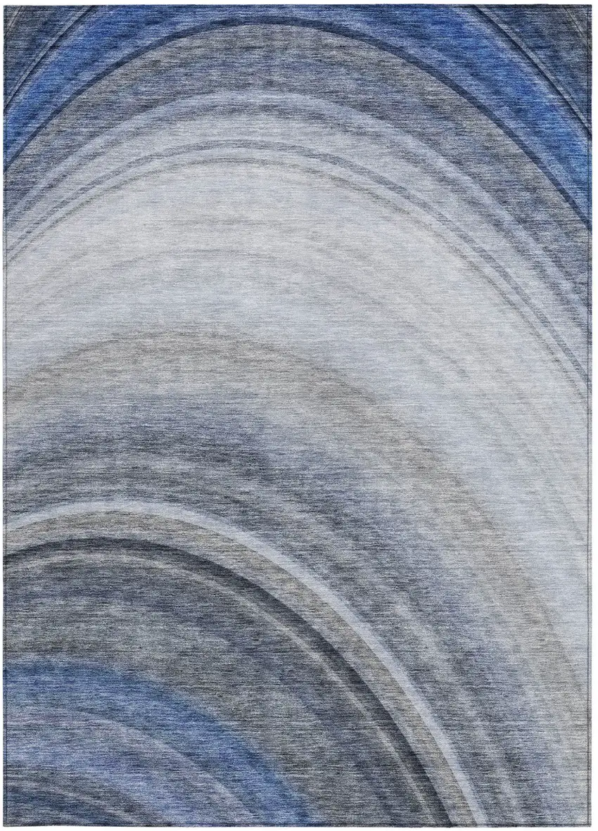 Blue Abstract Washable Non Skid Indoor Outdoor Area Rug Photo 3