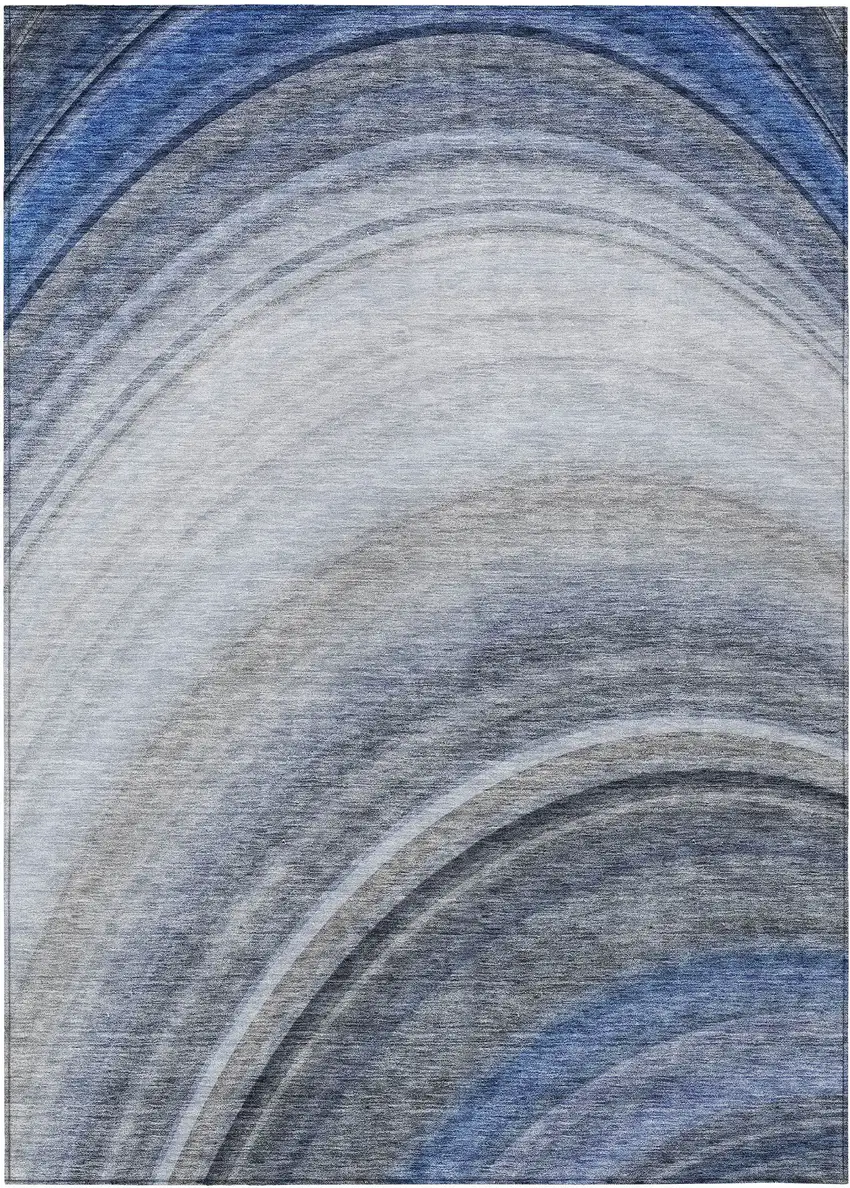 Blue Abstract Washable Non Skid Indoor Outdoor Area Rug Photo 2