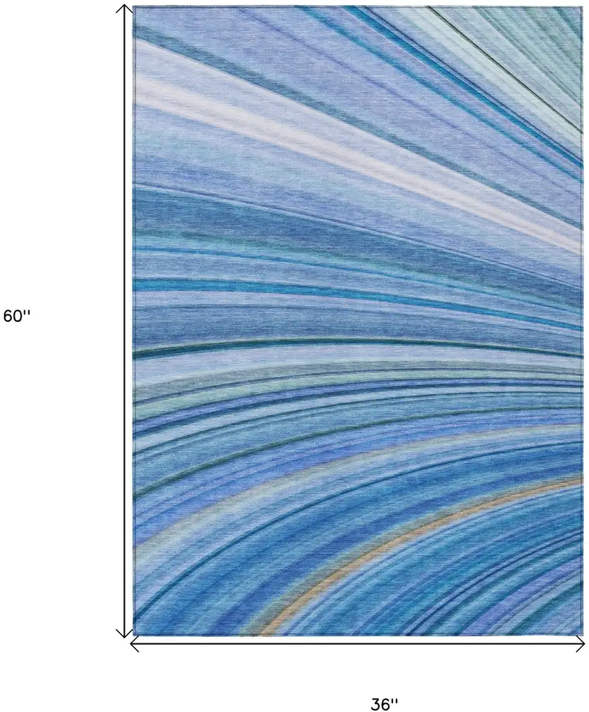 Blue Abstract Washable Non Skid Indoor Outdoor Area Rug Photo 3