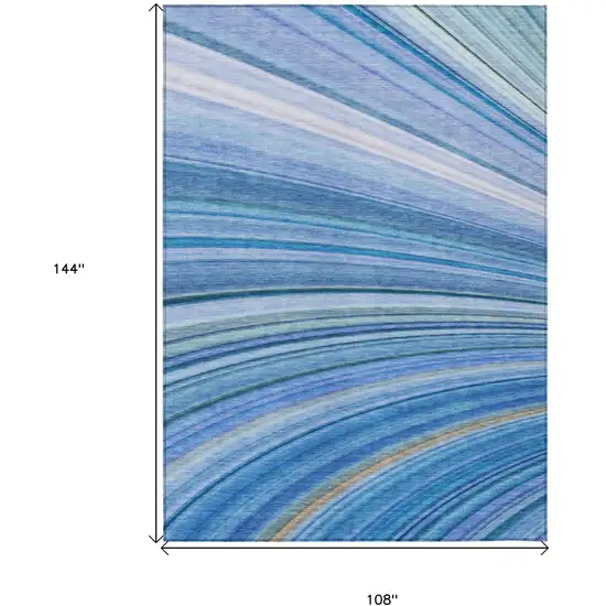 Blue Abstract Washable Non Skid Indoor Outdoor Area Rug Photo 3
